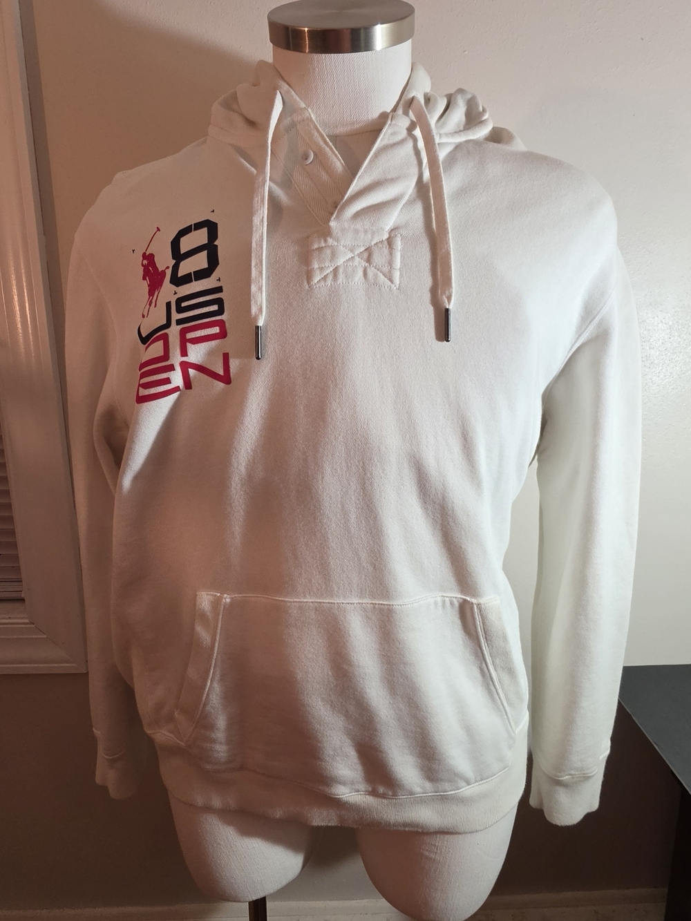 Polo by Ralph Lauren White Hooded Pullover Sweatshirt - US Open Graphic